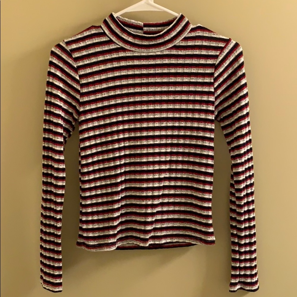 High Neck Ginger G Striped Long Sleeve Shirt